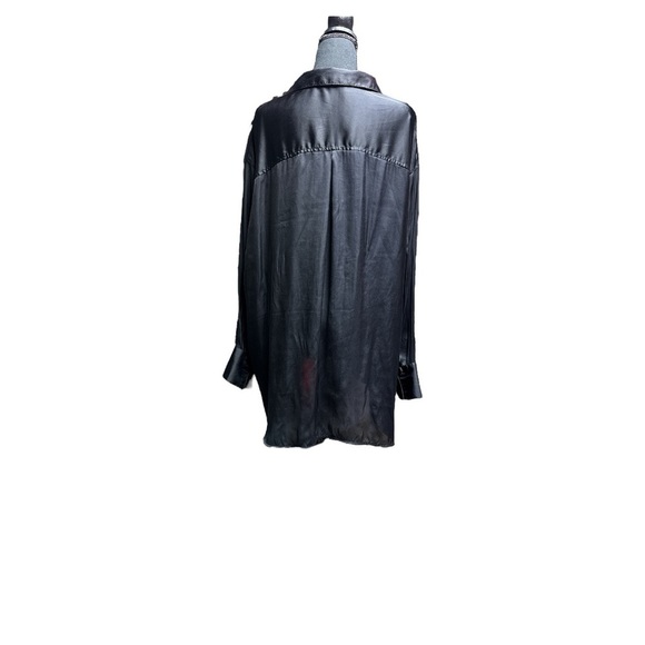 Old Navy Satin Boyfriend Button Down Shirt Black Size XXL - Picture 4 of 10